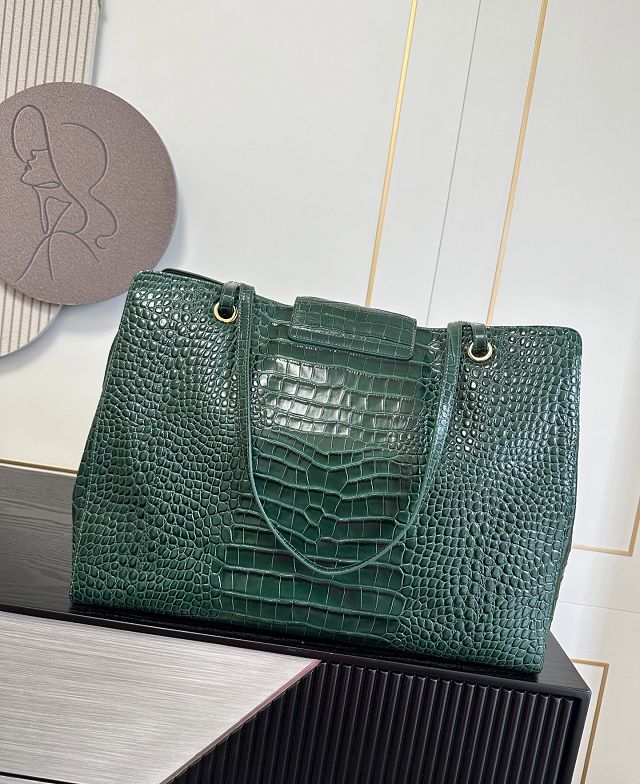CC crocodile calfskin large shopping bag AS6245 green