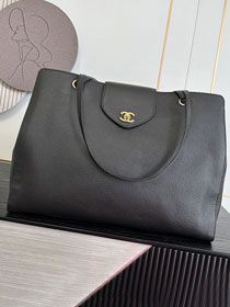 CC grained calfskin large shopping bag AS6245 black