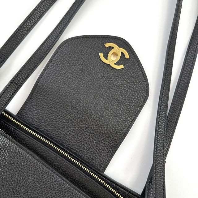 CC grained calfskin large shopping bag AS6245 black