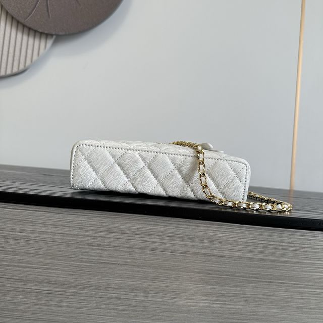 CC grained calfskin vanity with chain AP5475 white