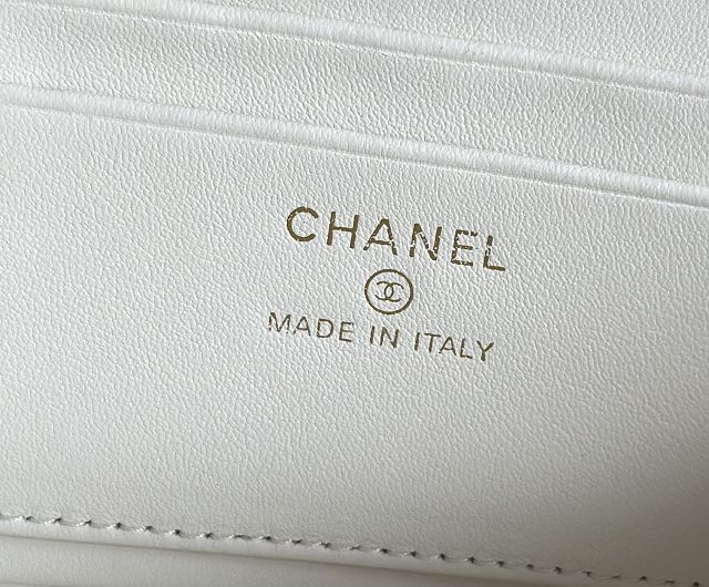 CC grained calfskin vanity with chain AP5475 white