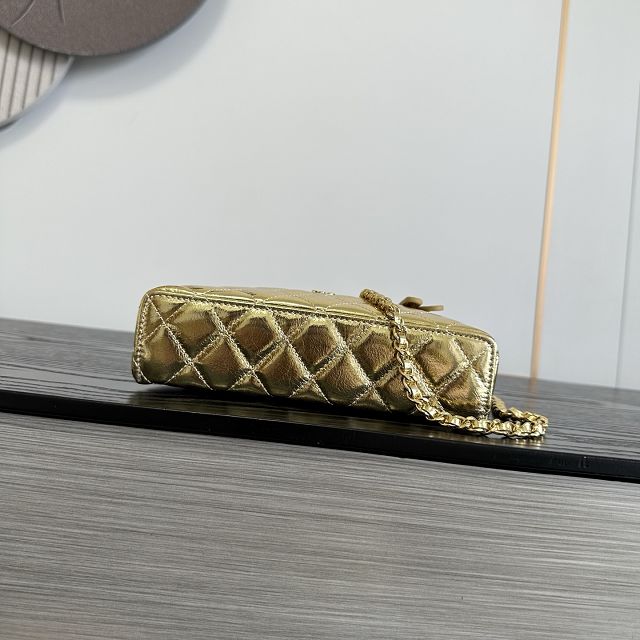 CC metallic calfskin vanity with chain AP5475 gold