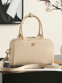 CC calfskin clutch with strap AP5528 beige