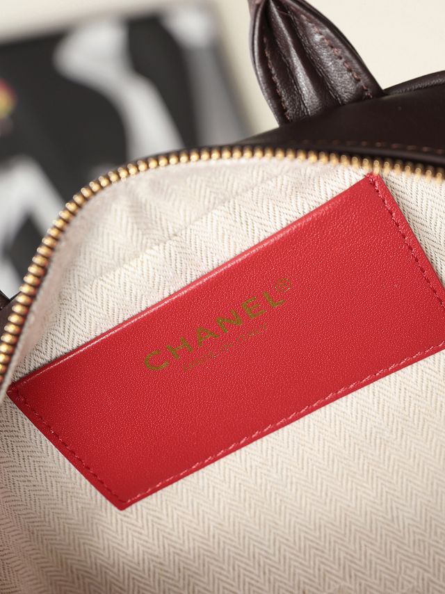 CC calfskin clutch with strap AP5528 dark brown