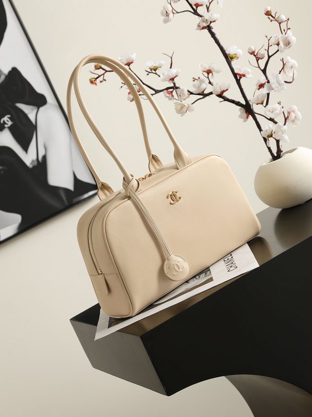CC calfskin large bowling bag AS6580 beige
