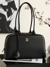 CC calfskin large bowling bag AS6580 black 