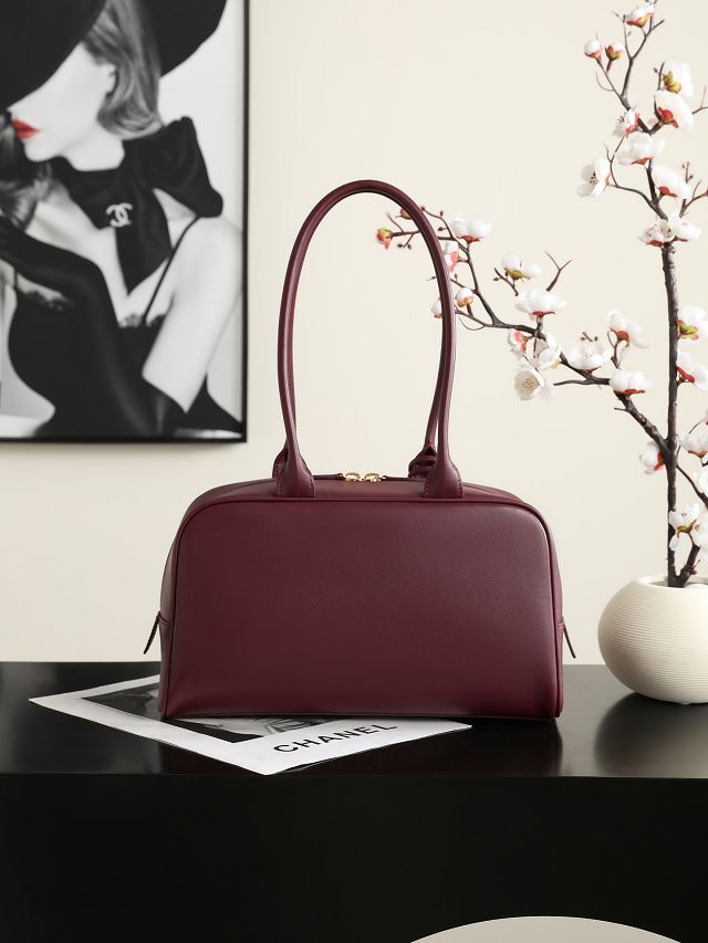 CC calfskin large bowling bag AS6580 bordeaux
