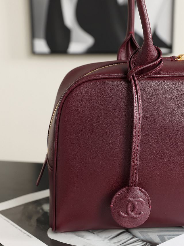 CC calfskin large bowling bag AS6580 bordeaux