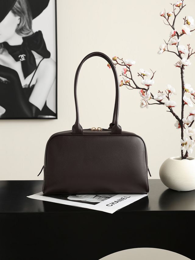 CC calfskin large bowling bag AS6580 dark brown