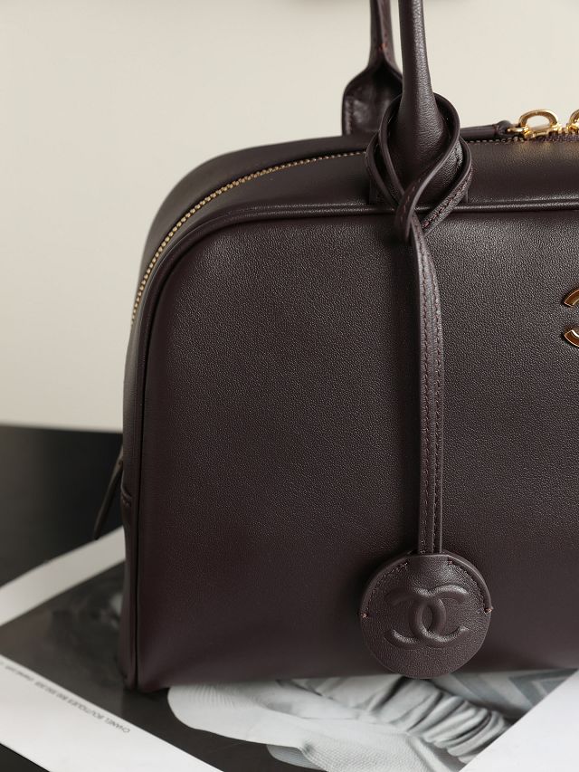 CC calfskin large bowling bag AS6580 dark brown