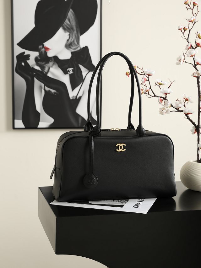 CC calfskin large bowling bag AS6211 black
