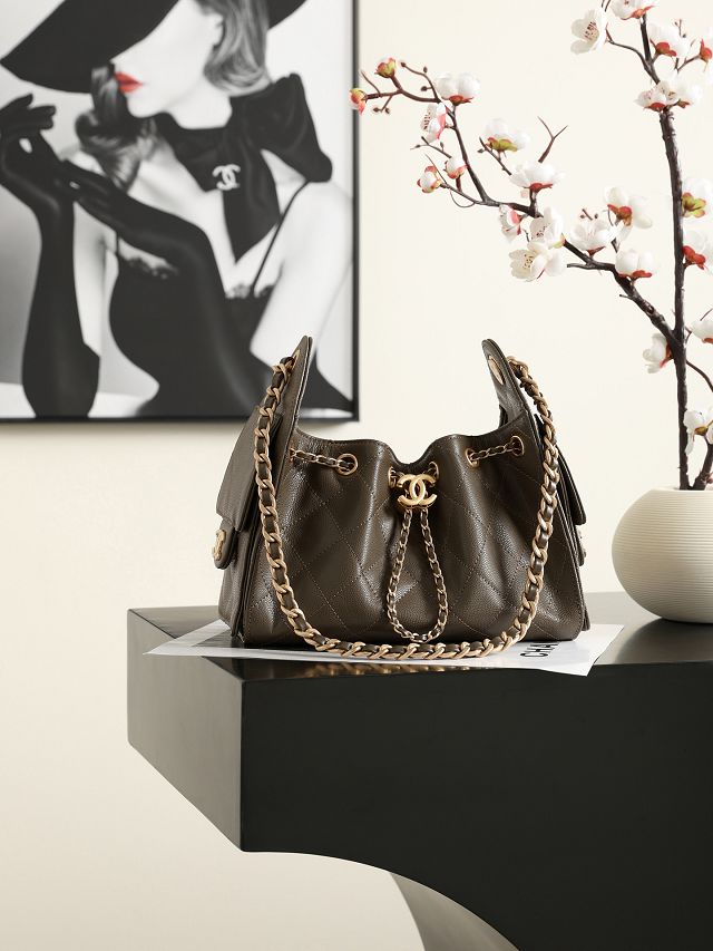 CC grained calfskin 25 mini handbag AS5631 dark khaki