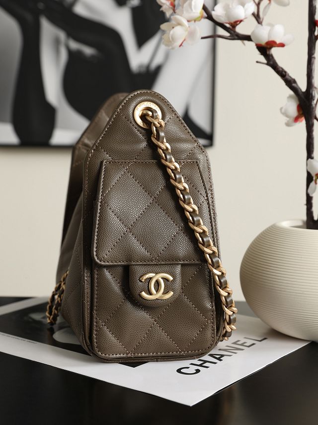 CC grained calfskin 25 mini handbag AS5631 dark khaki