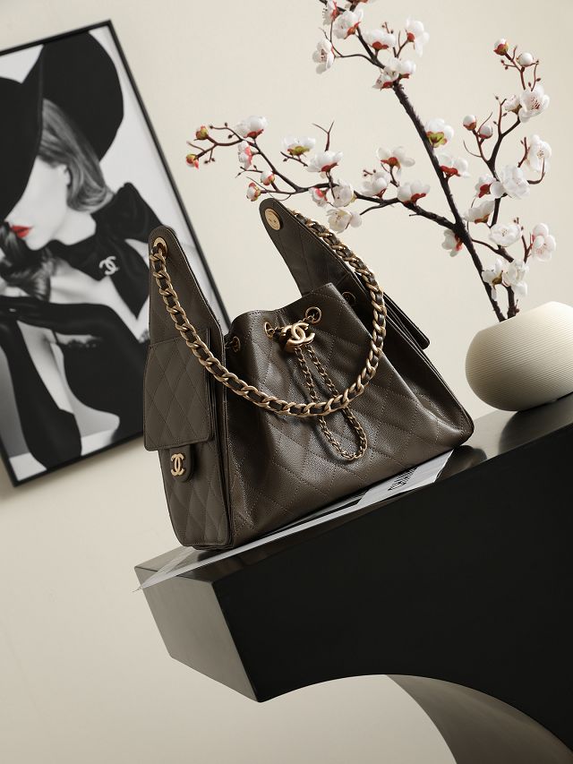 CC grained calfskin 25 small handbag AS5293 dark khaki