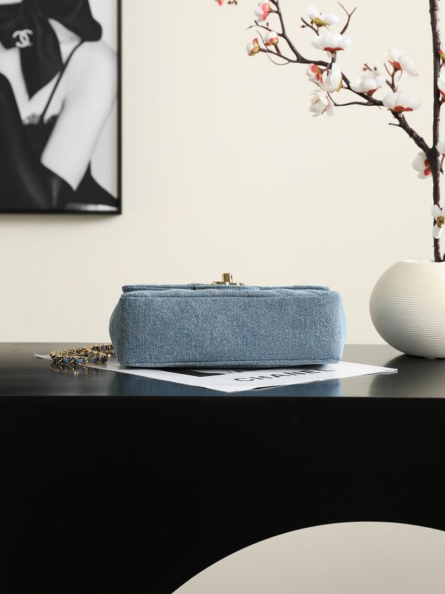 CC denim mini flap bag AS6626 blue