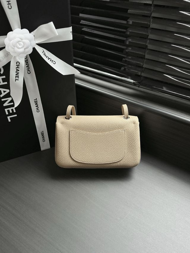 CC grained calfskin mini flap bag AS6573 beige