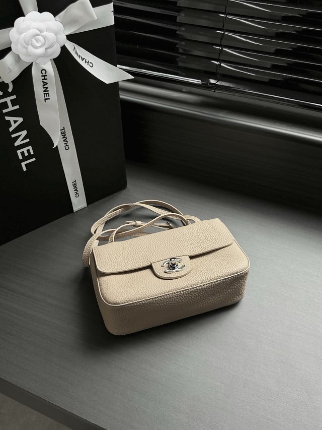 CC grained calfskin mini flap bag AS6573 beige