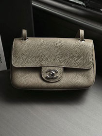 CC grained calfskin mini flap bag AS6573 dark khaki