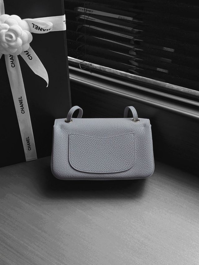 CC grained calfskin mini flap bag AS6573 grey