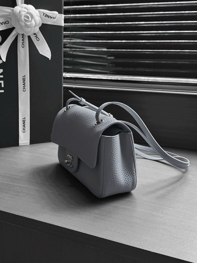 CC grained calfskin mini flap bag AS6573 grey
