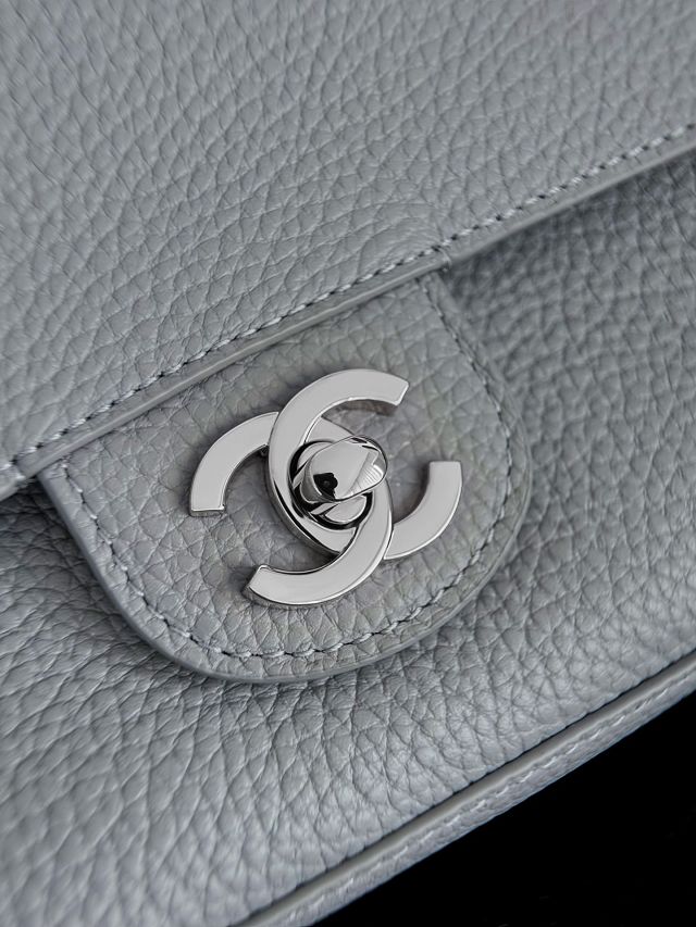 CC grained calfskin mini flap bag AS6573 grey
