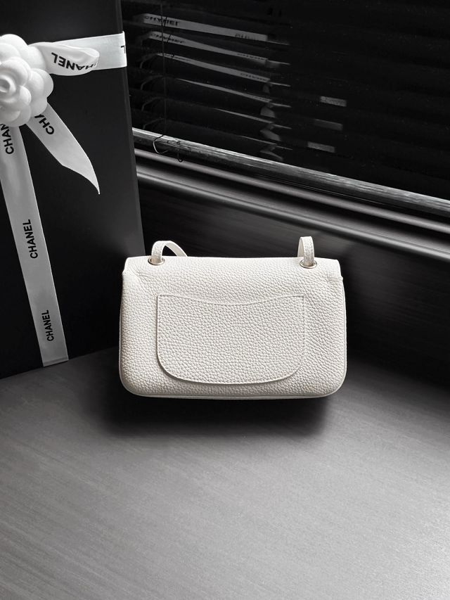 CC grained calfskin mini flap bag AS6573 white