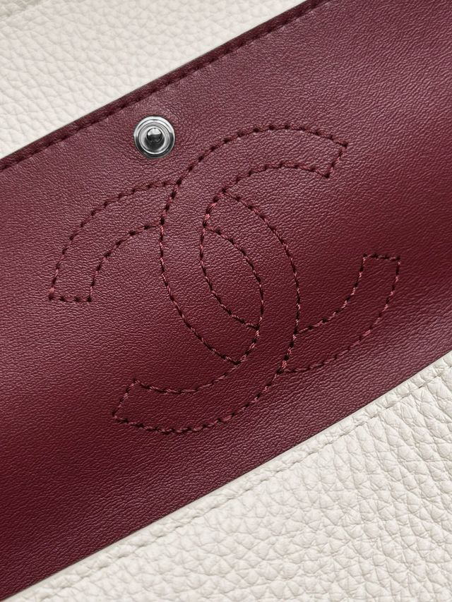 CC grained calfskin mini flap bag AS6573 white