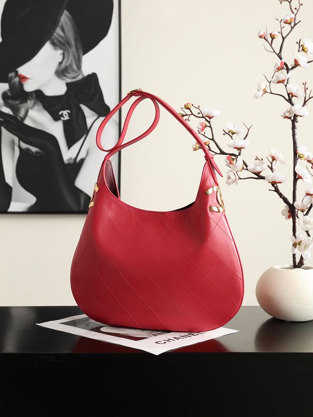CC lambskin large hobo handbag AS6601 red