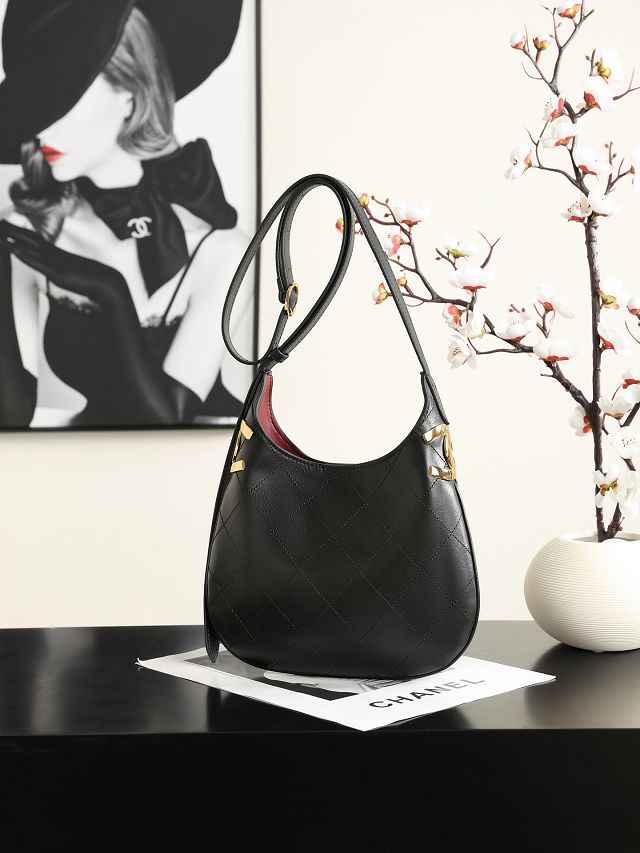 CC lambskin small hobo handbag AS6602 black