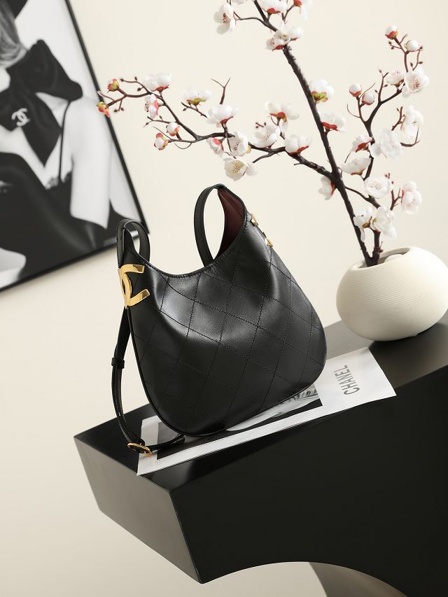 CC lambskin small hobo handbag AS6602 black