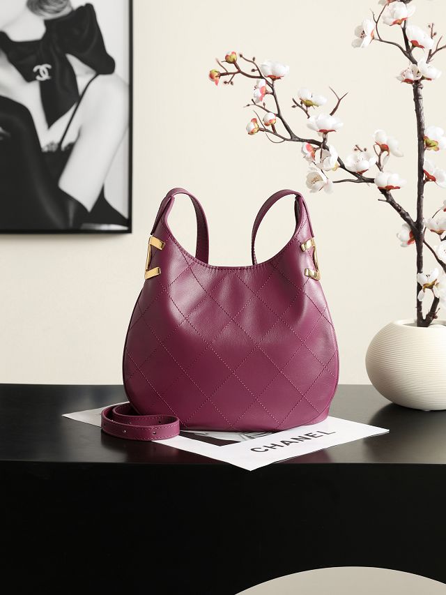 CC lambskin small hobo handbag AS6602 purple