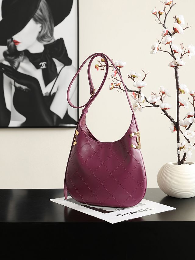 CC lambskin small hobo handbag AS6602 purple