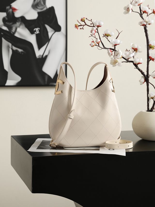 CC lambskin small hobo handbag AS6602 white