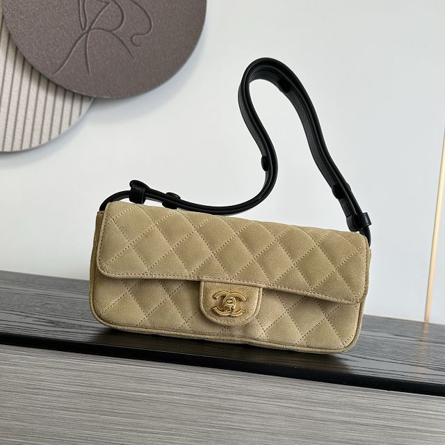 CC suede calfskin flap bag AS6577 beige