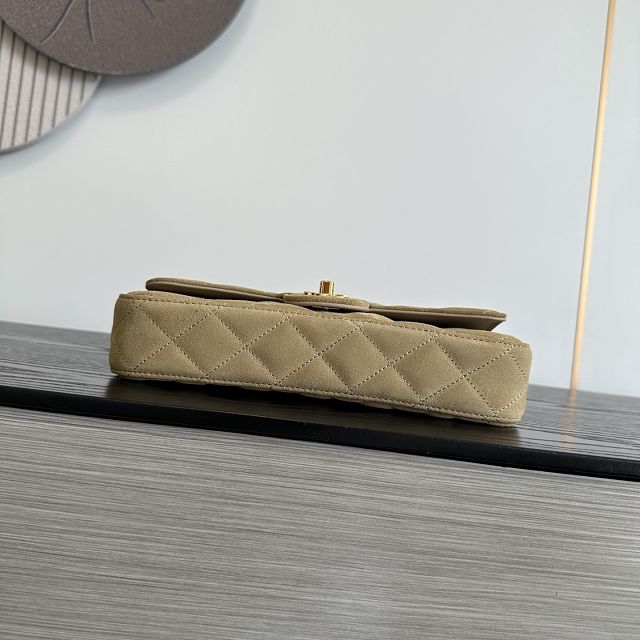 CC suede calfskin flap bag AS6577 beige