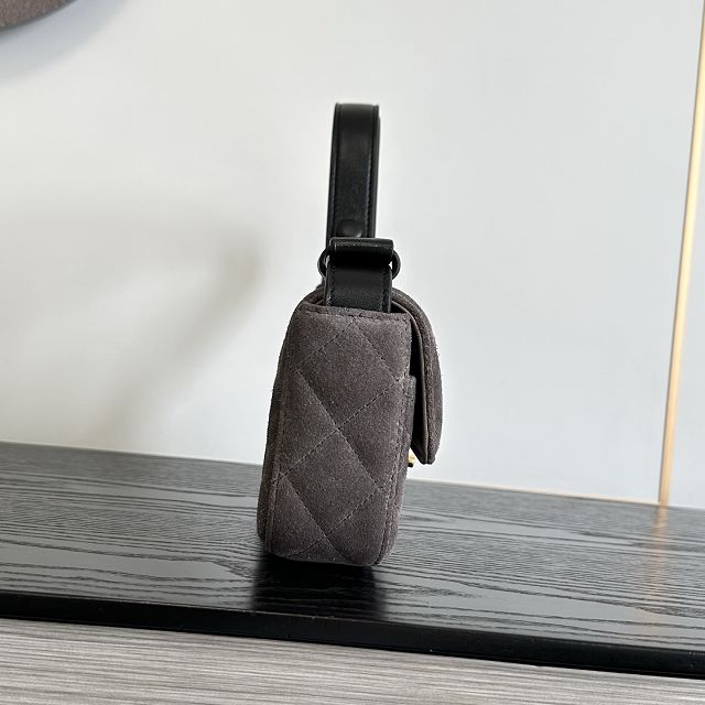 CC suede calfskin flap bag AS6577 grey
