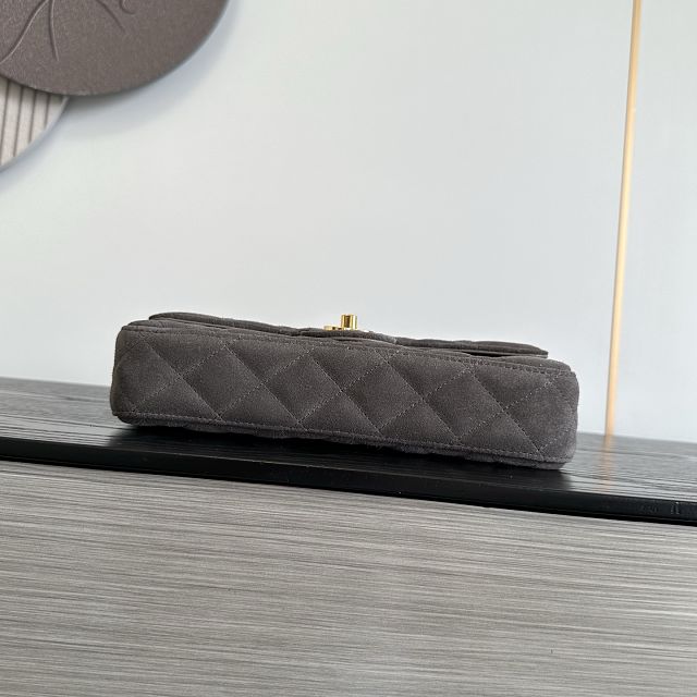 CC suede calfskin flap bag AS6577 grey