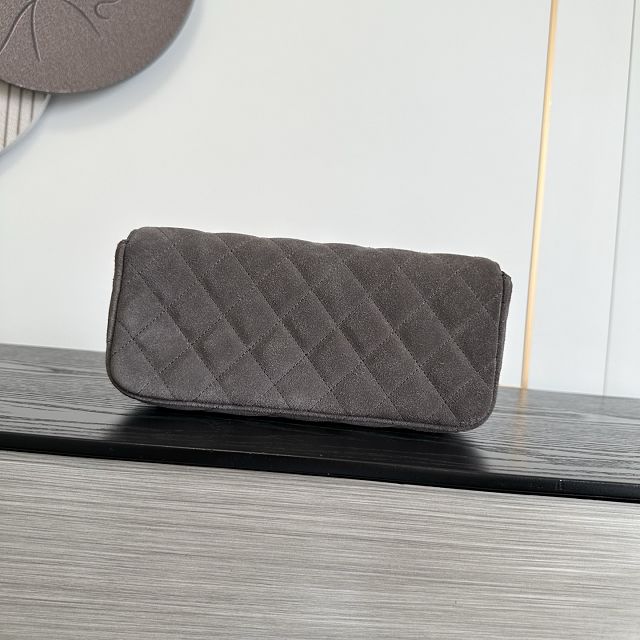 CC suede calfskin flap bag AS6577 grey