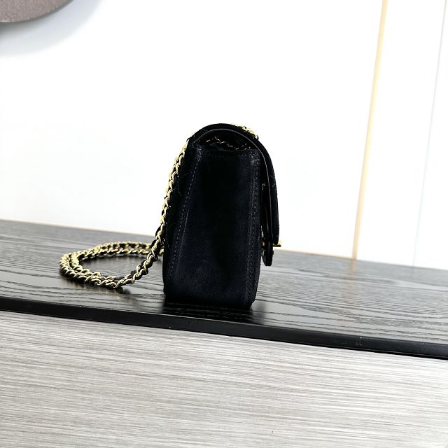 CC suede calfskin mini flap bag AS6626 black
