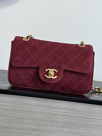 CC suede calfskin mini flap bag AS6626 bordeaux