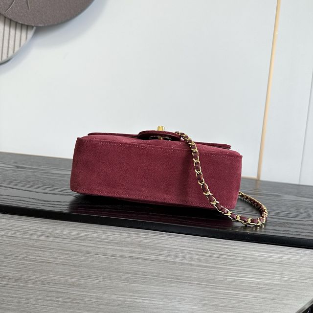 CC suede calfskin mini flap bag AS6626 bordeaux