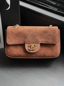 CC suede calfskin mini flap bag AS6626 brown