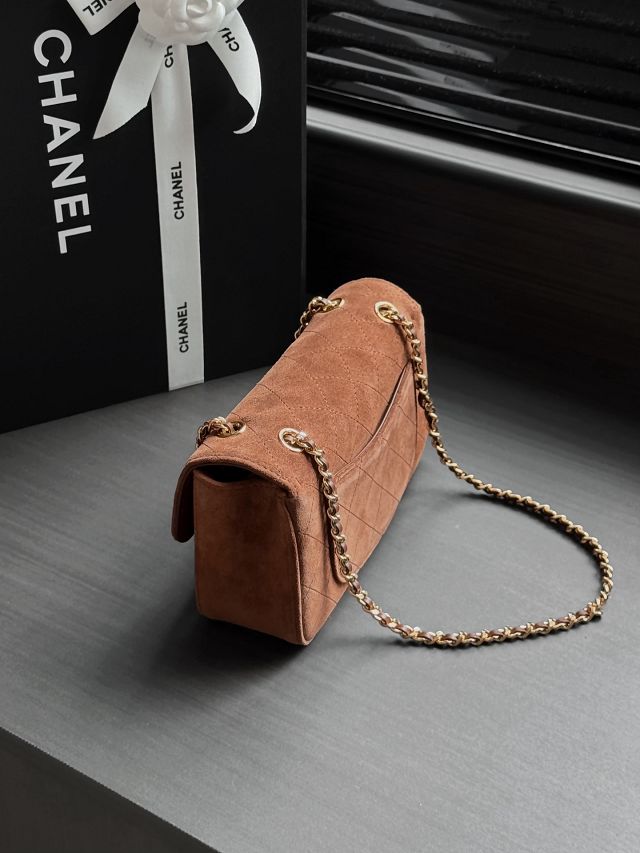 CC suede calfskin mini flap bag AS6626 brown
