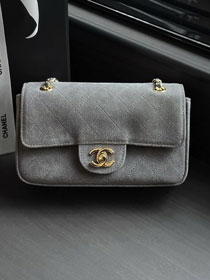 CC suede calfskin mini flap bag AS6626  grey