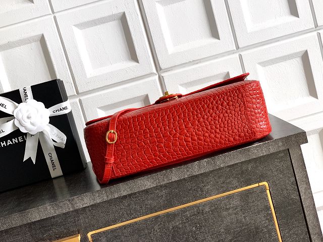 CC crocodile calfskin maxi flap bag AS6231 red