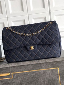 CC denim maxi flap bag AS6234 dark blue