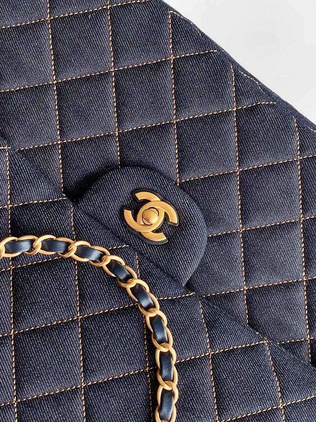 CC denim maxi flap bag AS6234 dark blue