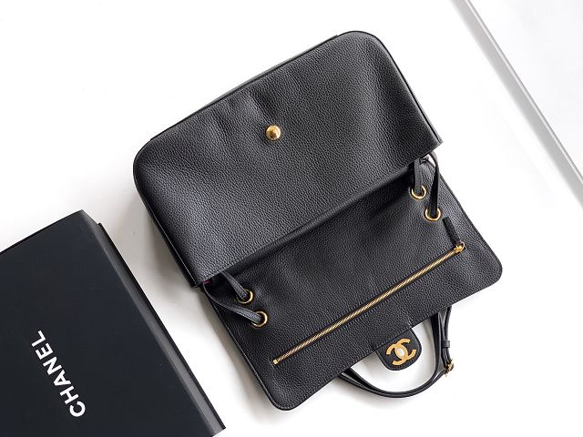 CC grained calfskin maxi flap bag AS6231 black