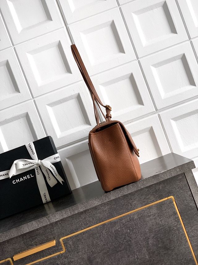 CC grained calfskin maxi flap bag AS6231 brown