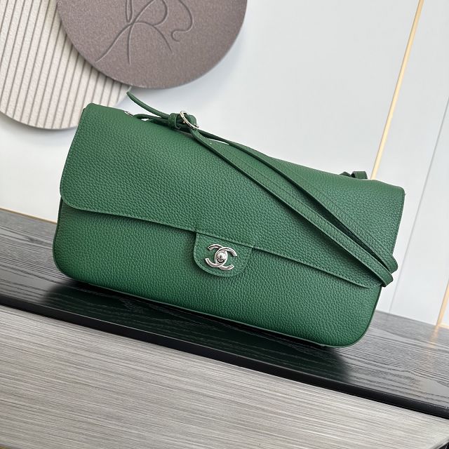 CC grained calfskin maxi flap bag AS6231 green